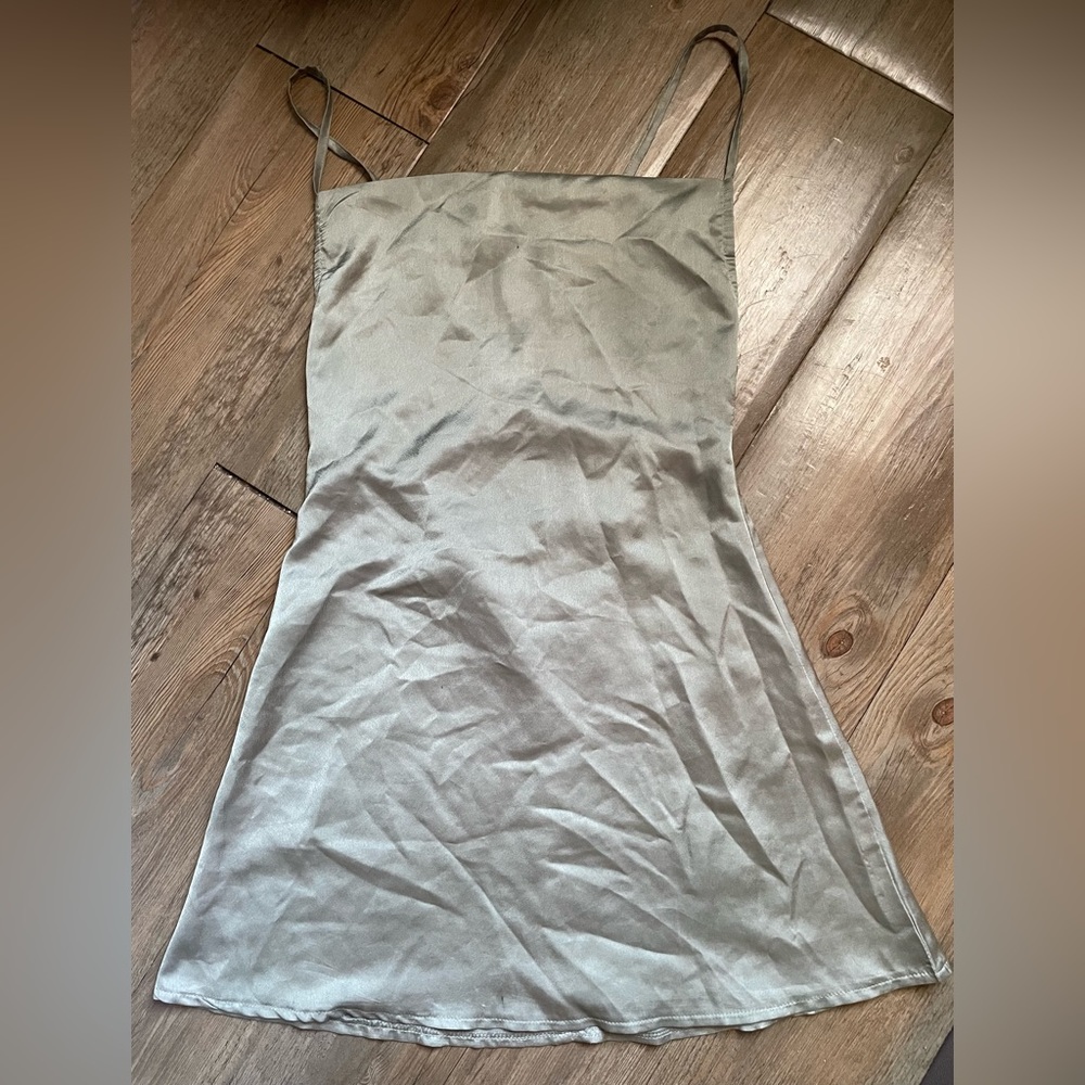 PrettyLittleThing green silky dress, size 4